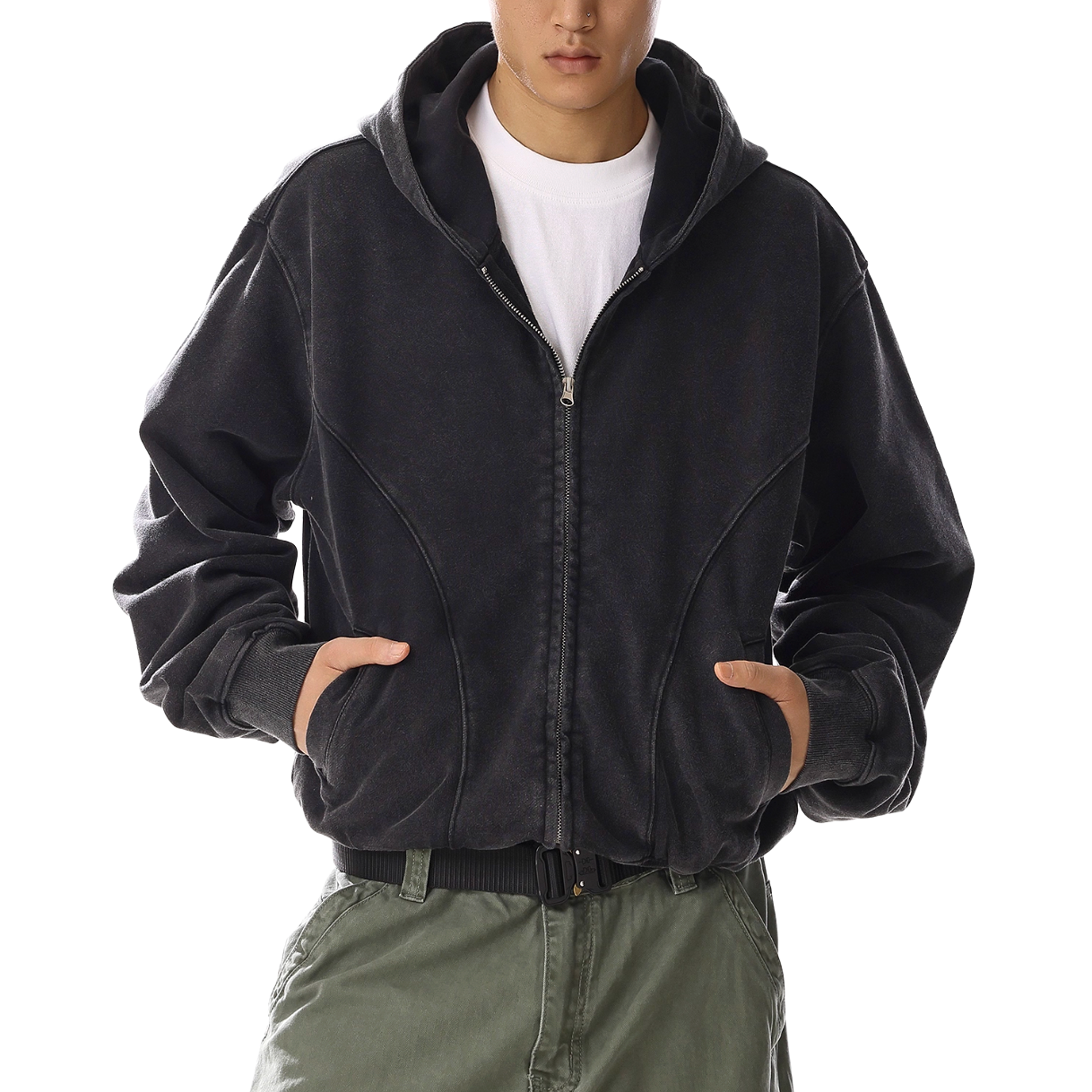 RILY パーカー　　ブラック ガーメントダイジップパーカー Ril 5845 – Rillfy