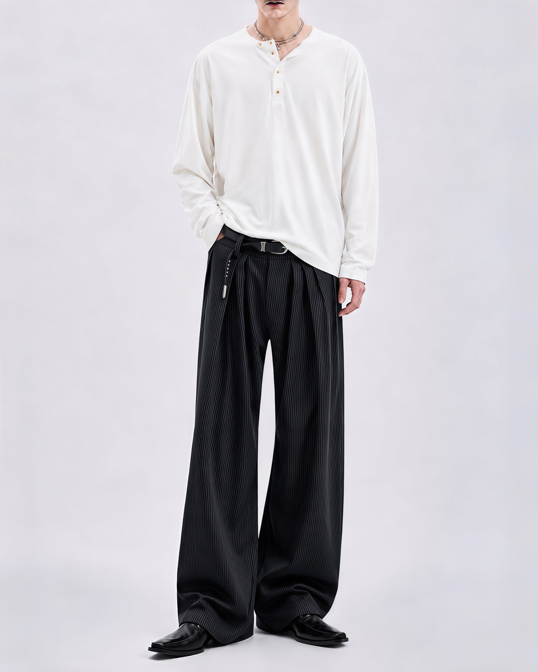 ピンストライプタックワイドデニム Ril 6071