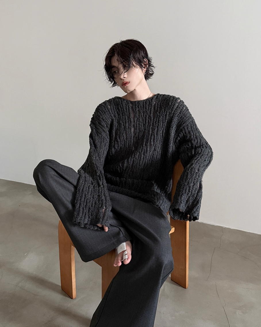 クルーネックシースルーニット Ril 5810