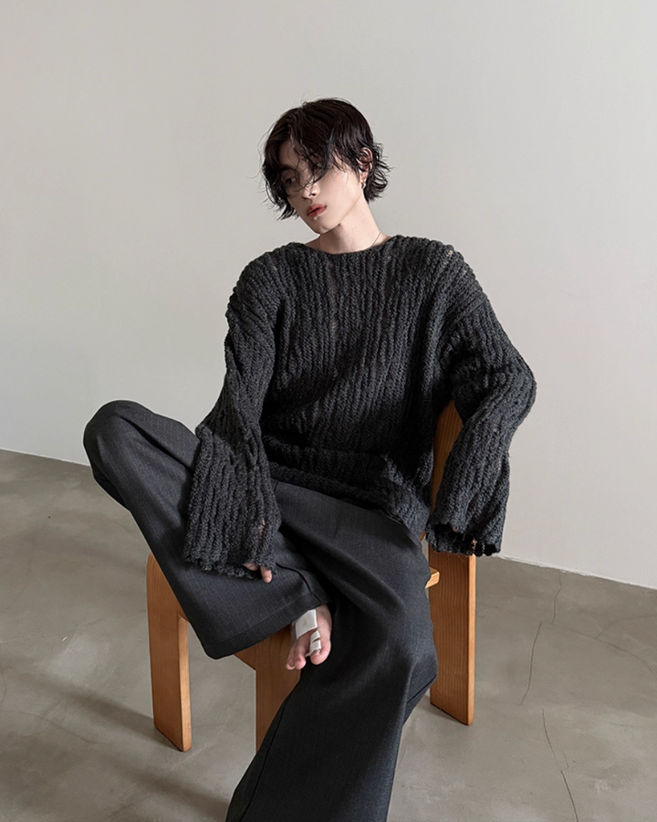 クルーネックシースルーニット Ril 5810