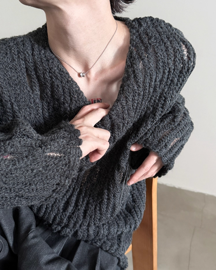 クルーネックシースルーニット Ril 5810