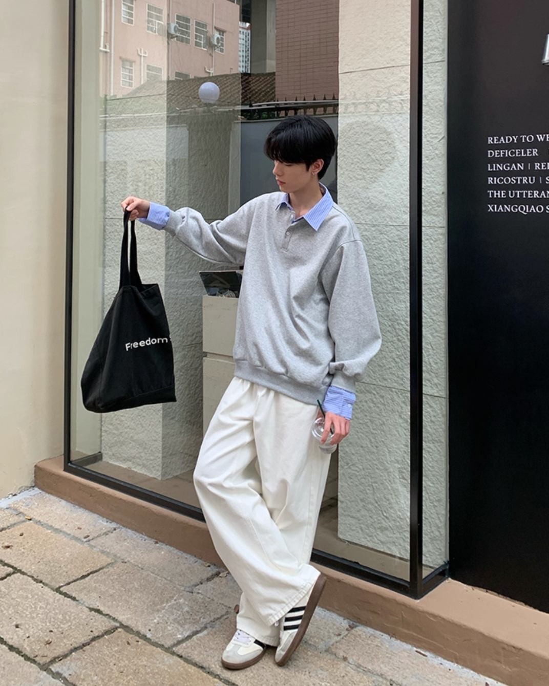 フェイクツーピースシャツトレーナー Ril 5846