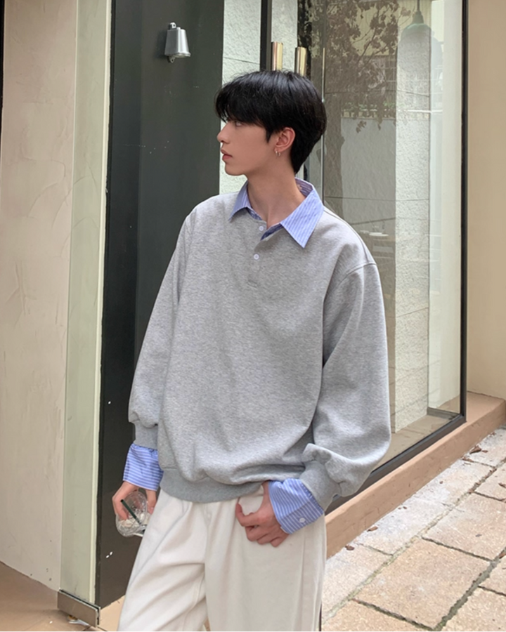 フェイクツーピースシャツトレーナー Ril 5846