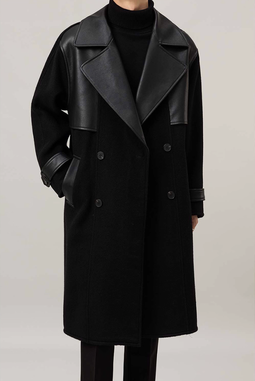 レザーパッチウールコート Ril 5884