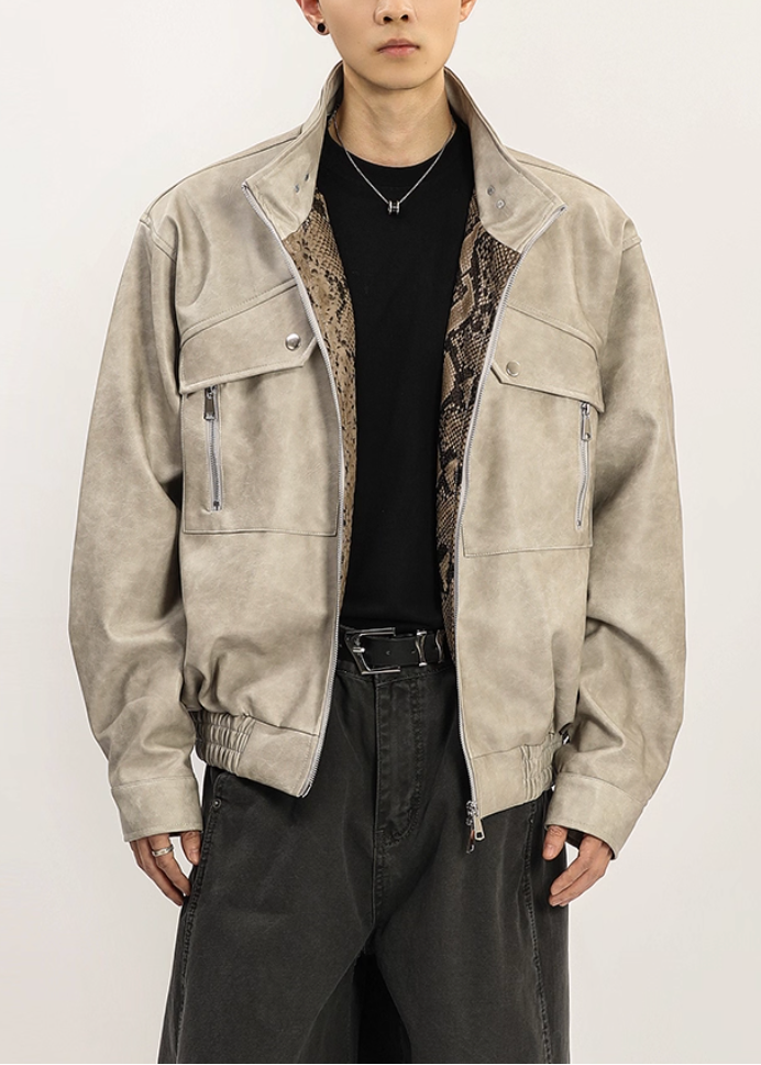 パイソンレザーブルゾン Ril 5895