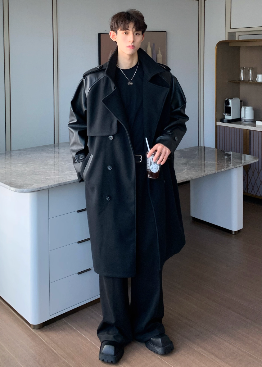 レザーウールパッチコート Ril 5906