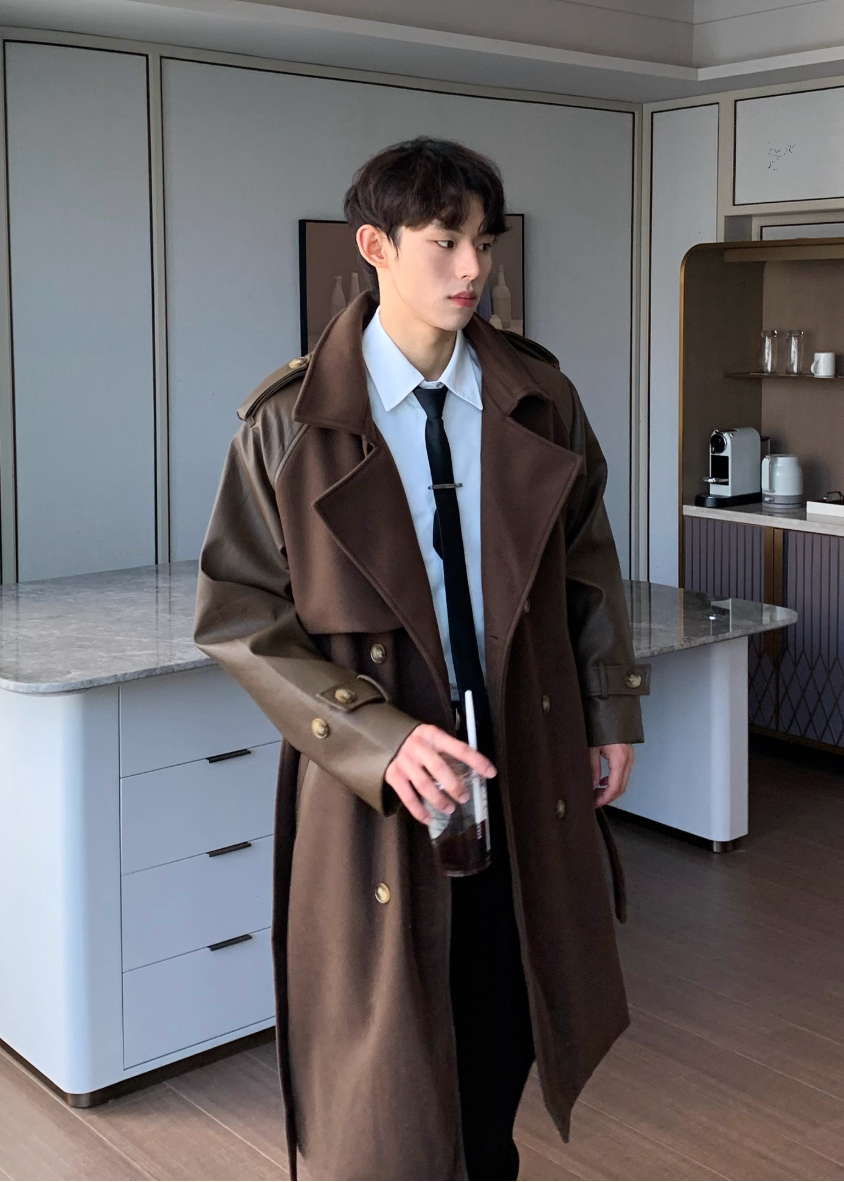 レザーウールパッチコート Ril 5906