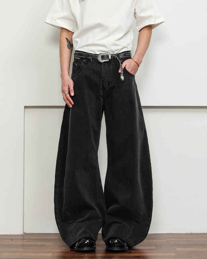 ウォッシュドブラックバギーデニム Ril 5917