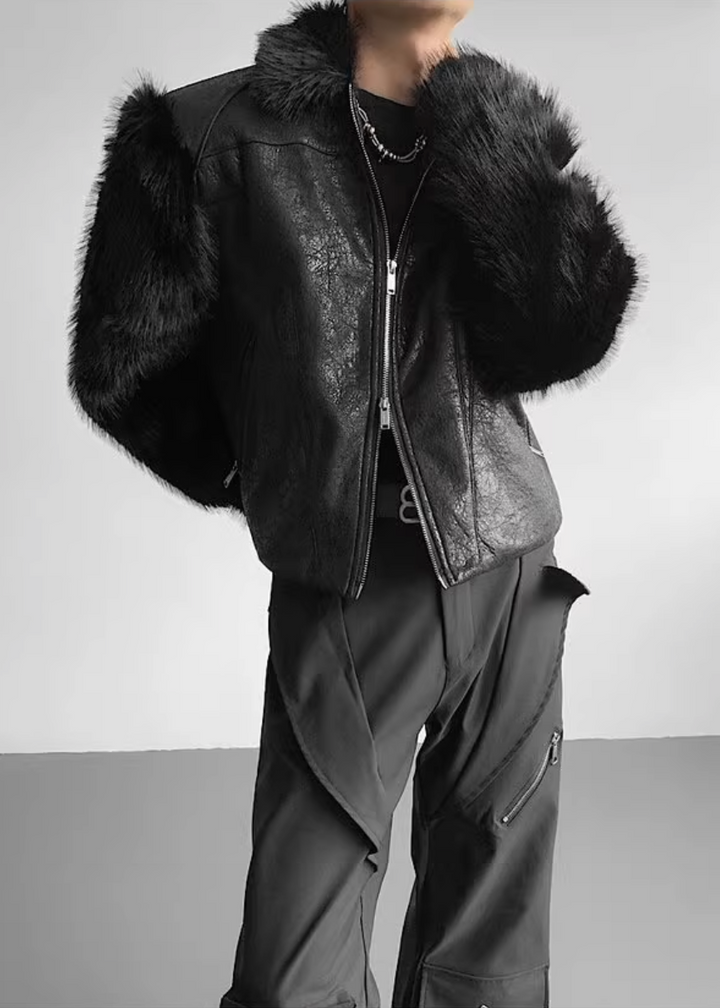 フェイクファースリーブレザージャケット Ril 5920