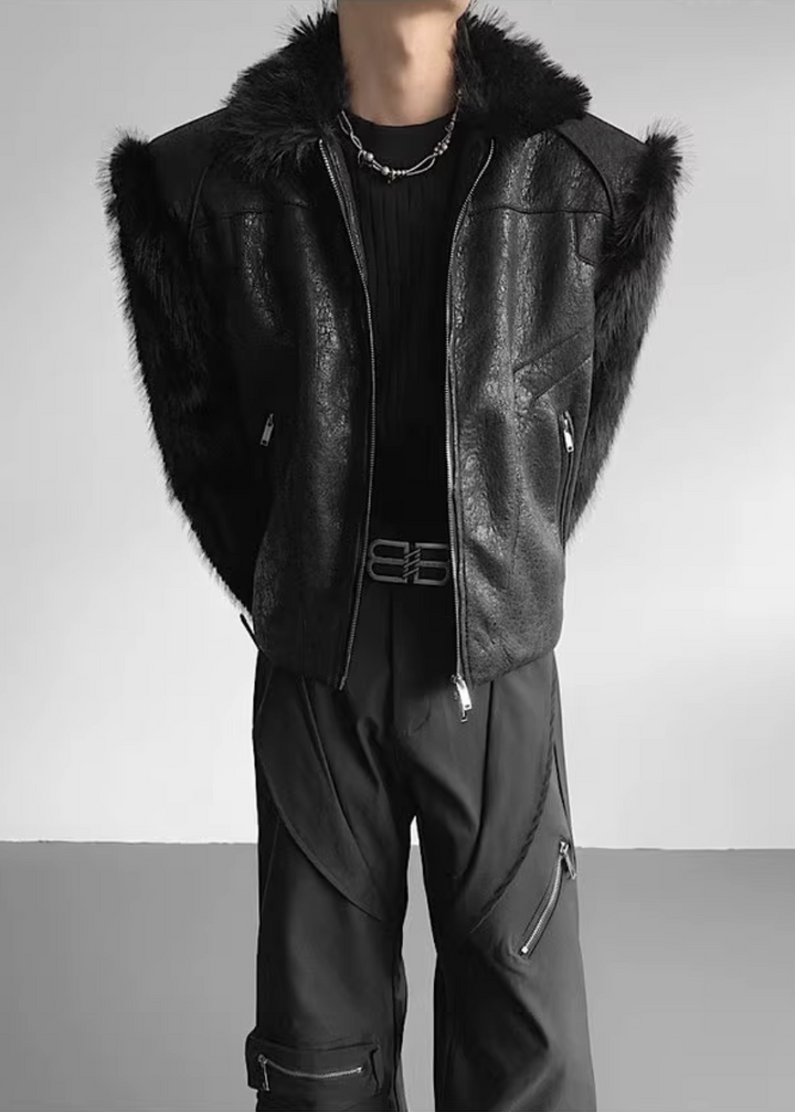 フェイクファースリーブレザージャケット Ril 5920