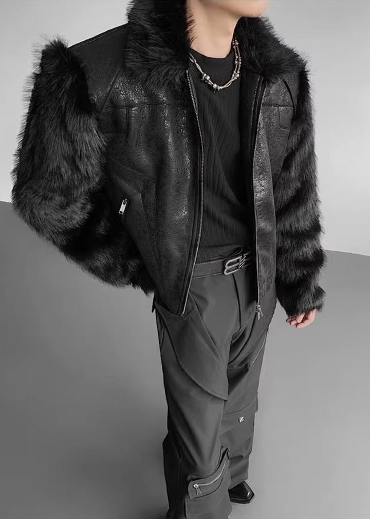 フェイクファースリーブレザージャケット Ril 5920