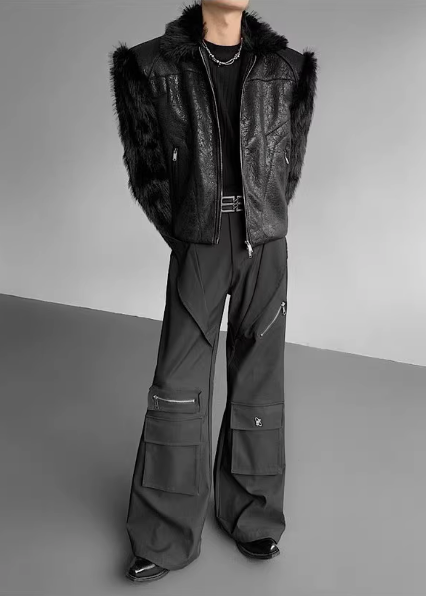 フェイクファースリーブレザージャケット Ril 5920