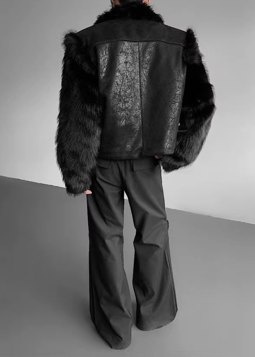 フェイクファースリーブレザージャケット Ril 5920