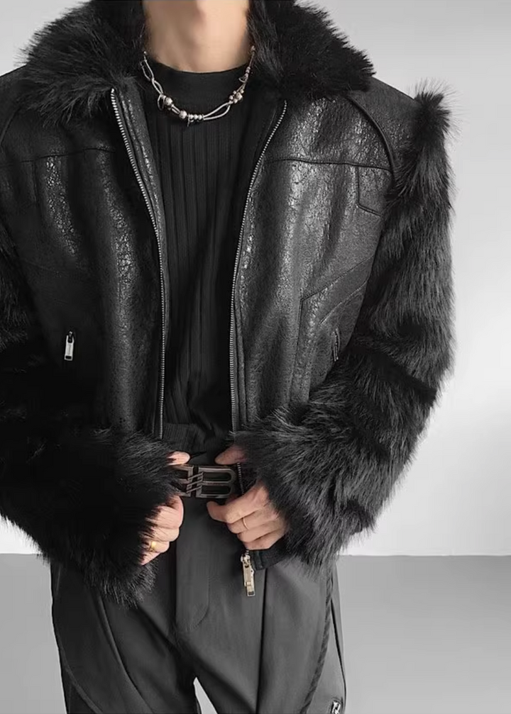 フェイクファースリーブレザージャケット Ril 5920