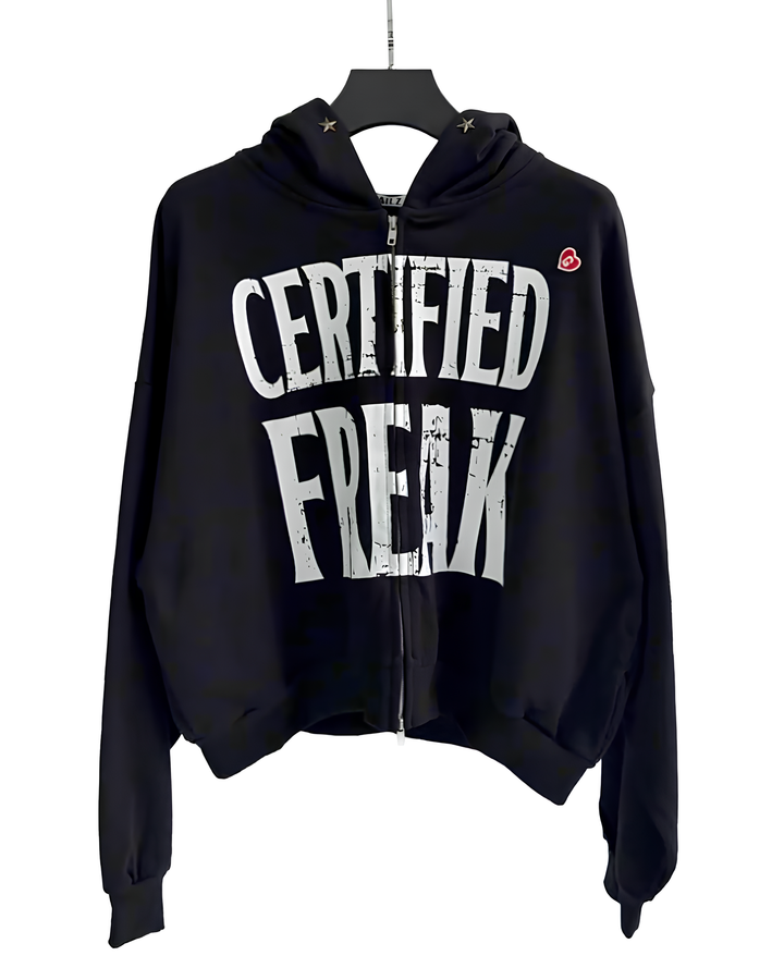 グラフィック ジップアップクロップドフーディー Ril 5923