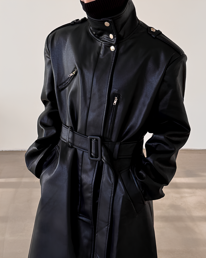 ハイネックレザートレンチコート Ril 5929