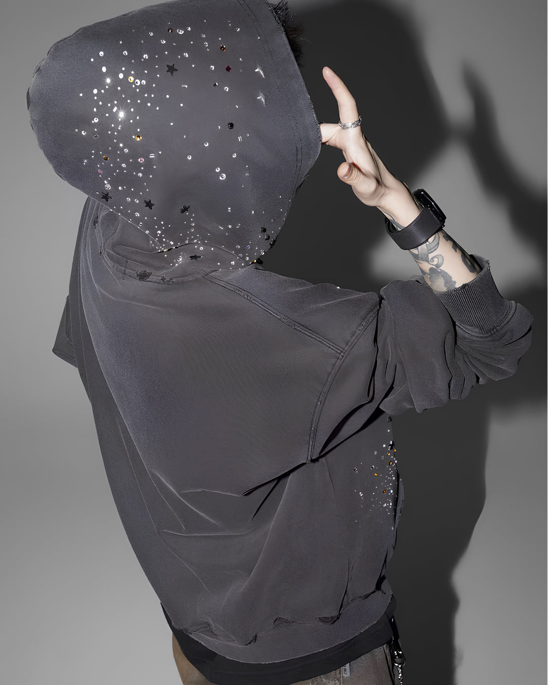 ラインストーンジップフーディ Ril 5972