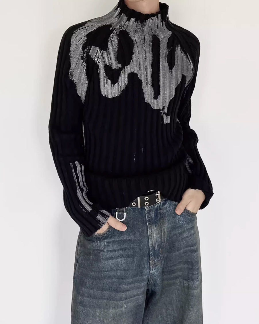 ペインティッドハイネックリブニットRil 5990