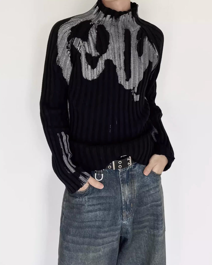 ペインティッドハイネックリブニットRil 5990