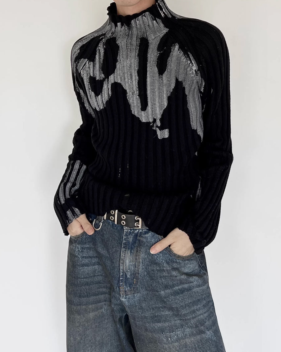 ペインティッドハイネックリブニットRil 5990