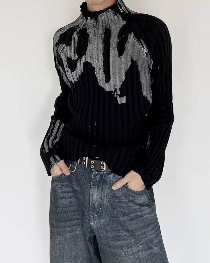 ペインティッドハイネックリブニットRil 5990