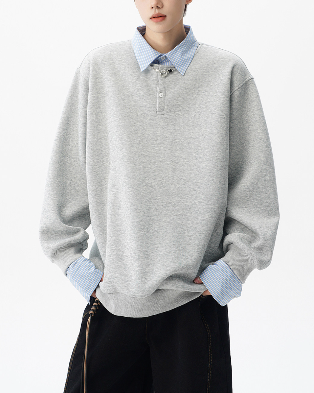 フェイクツーピースシャツトレーナー Ril 5846