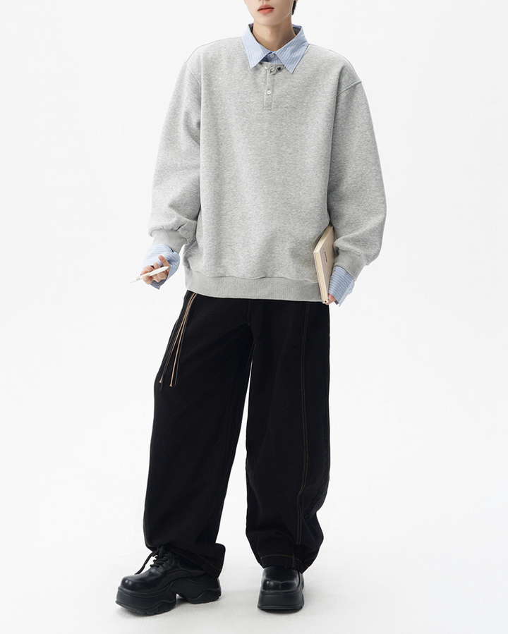 フェイクツーピースシャツトレーナー Ril 5846