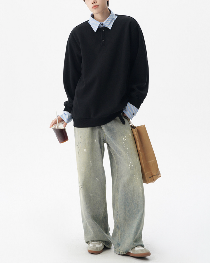 フェイクツーピースシャツトレーナー Ril 5846