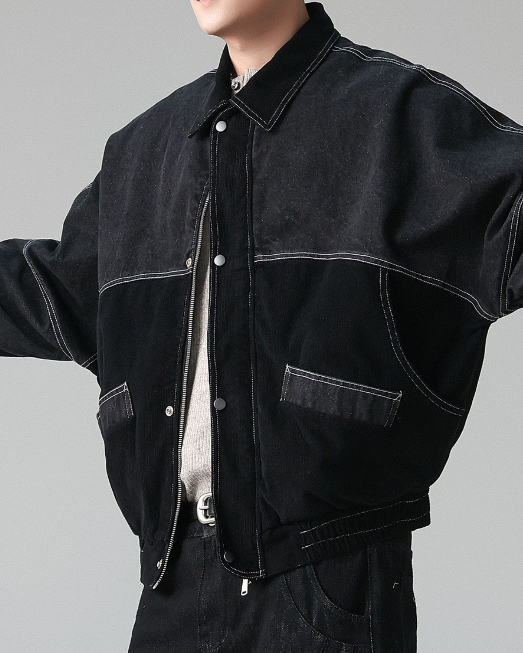 コーデュロイステッチワークブルゾン Ril 6034