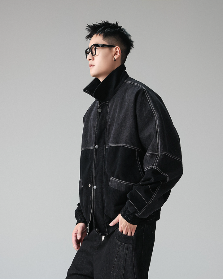 コーデュロイステッチワークブルゾン Ril 6034