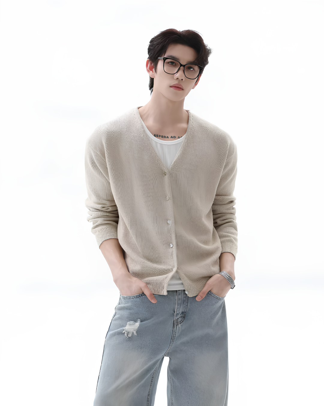 リネンニットカーディガン Ril 6036