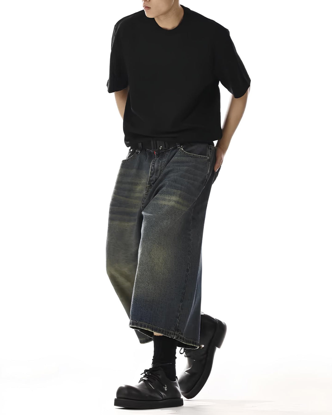 ウォッシュドバギーデニムショーツ Ril 6044