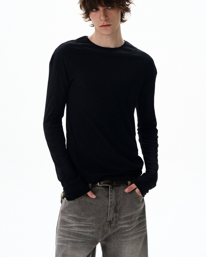 レイヤードネックロングスリーブTシャツ Ril 6045