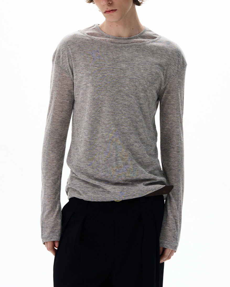 レイヤードネックロングスリーブTシャツ Ril 6045