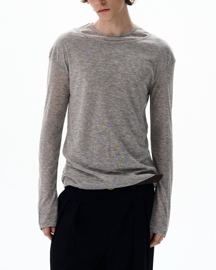 レイヤードネックロングスリーブTシャツ Ril 6045