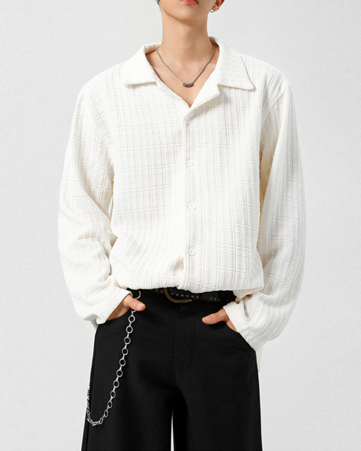 テクスチャードオープンカラーシャツ Ril 6058