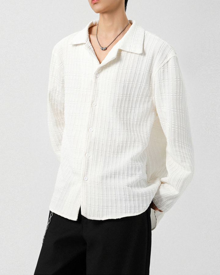 テクスチャードオープンカラーシャツ Ril 6058