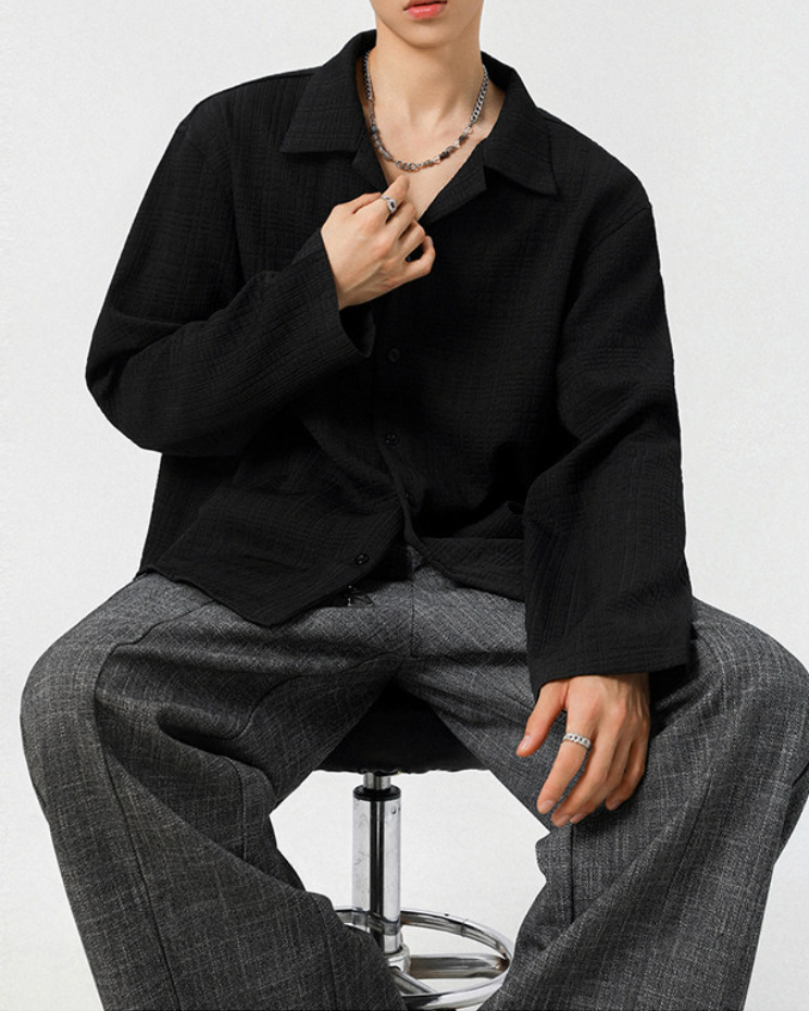 テクスチャードオープンカラーシャツ Ril 6058