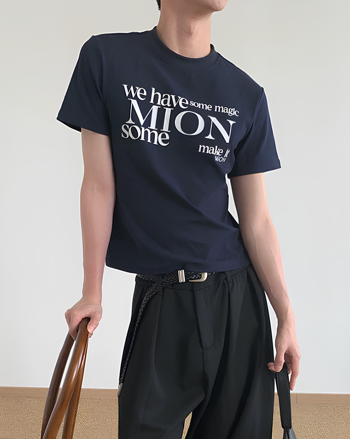 クルーネックレタープリントTシャツ Ril 6096