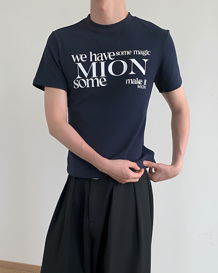 クルーネックレタープリントTシャツ Ril 6096