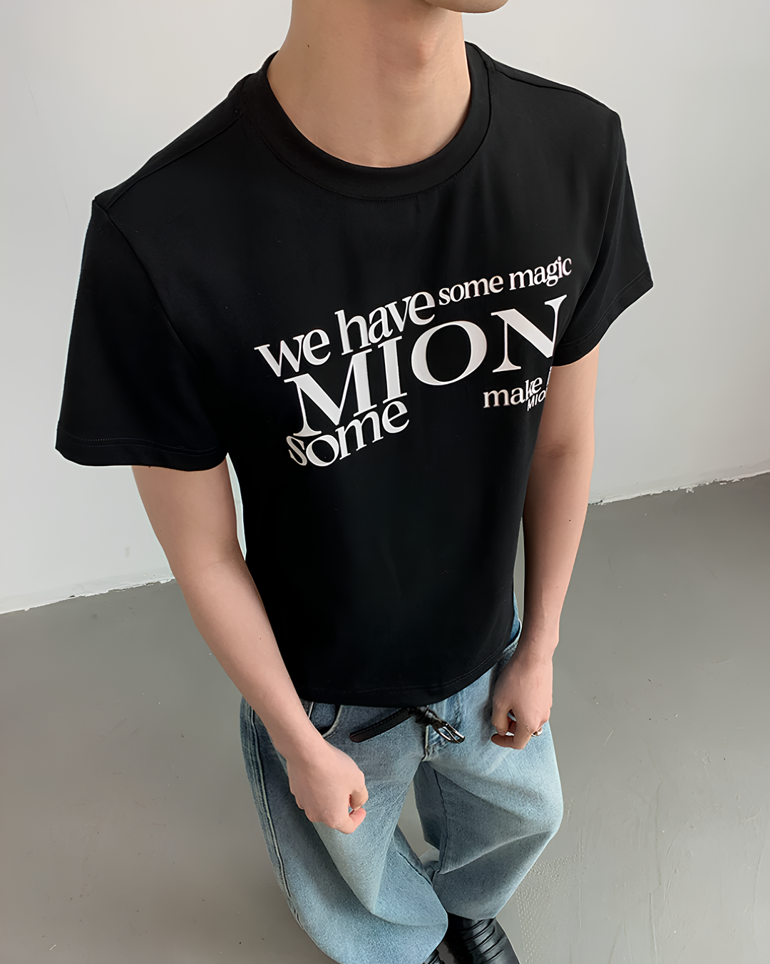 クルーネックレタープリントTシャツ Ril 6096