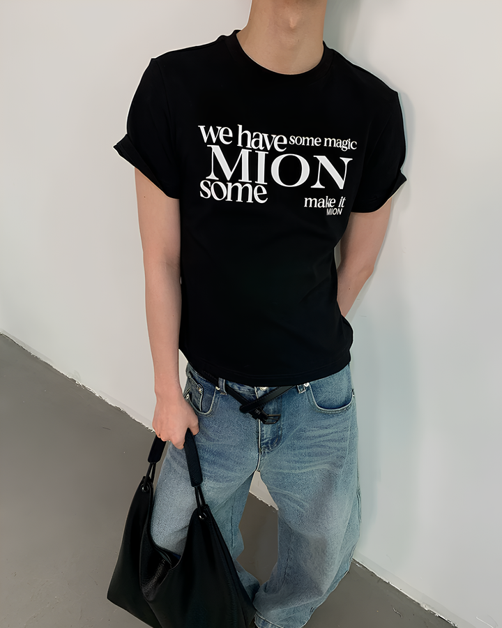 クルーネックレタープリントTシャツ Ril 6096