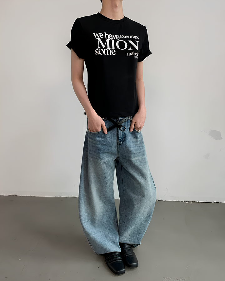 クルーネックレタープリントTシャツ Ril 6096
