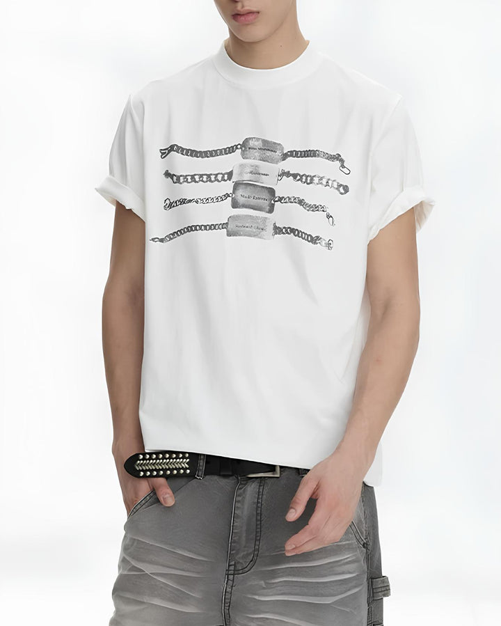 チェーンブレスレットグラフィックTシャツ Ril 6137