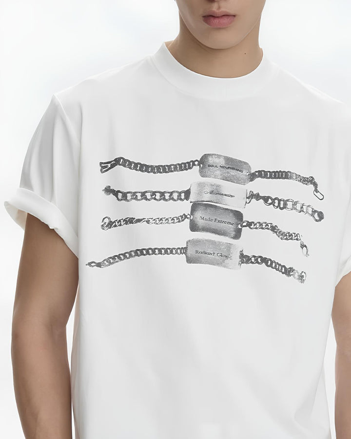 チェーンブレスレットグラフィックTシャツ Ril 6137