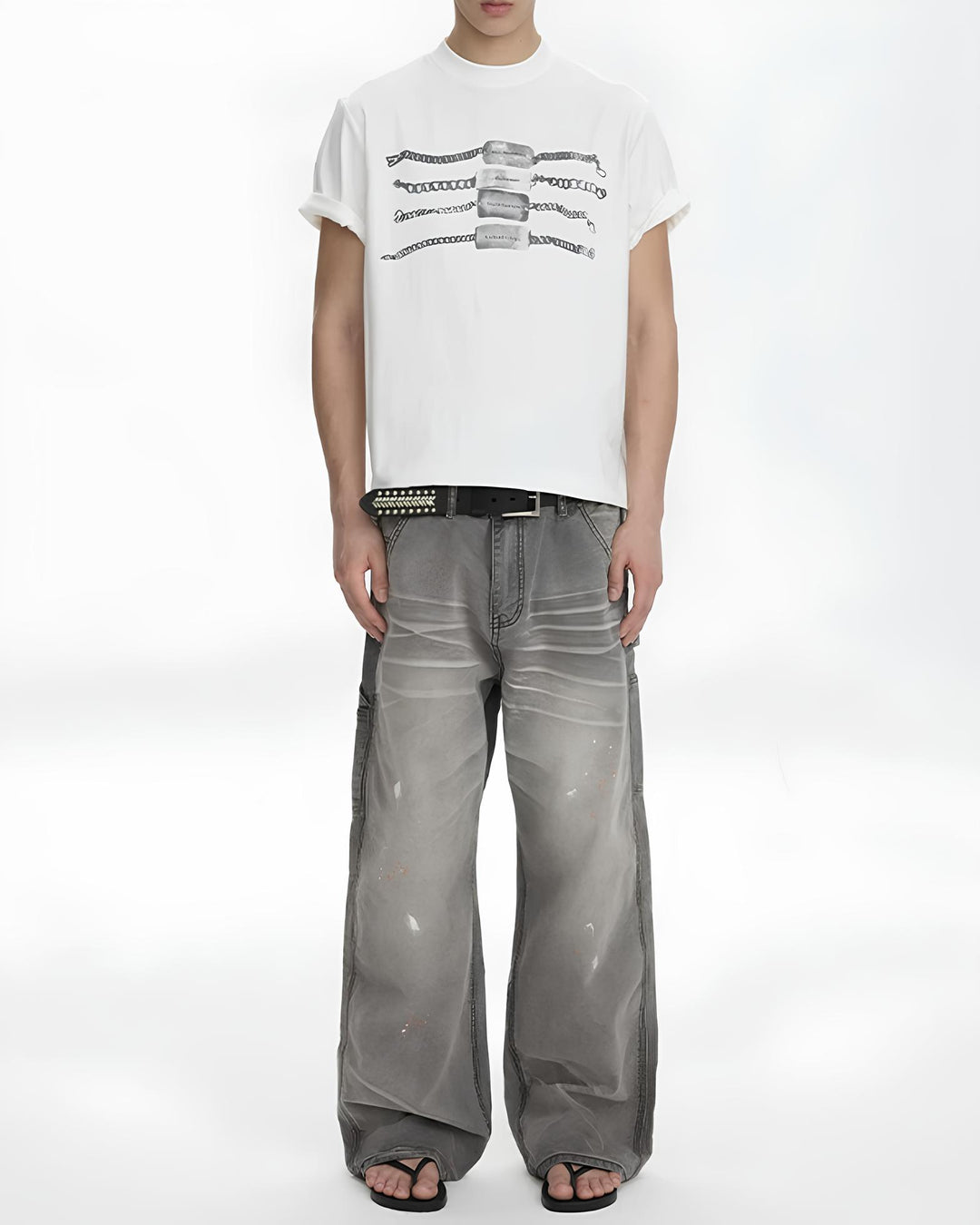 チェーンブレスレットグラフィックTシャツ Ril 6137