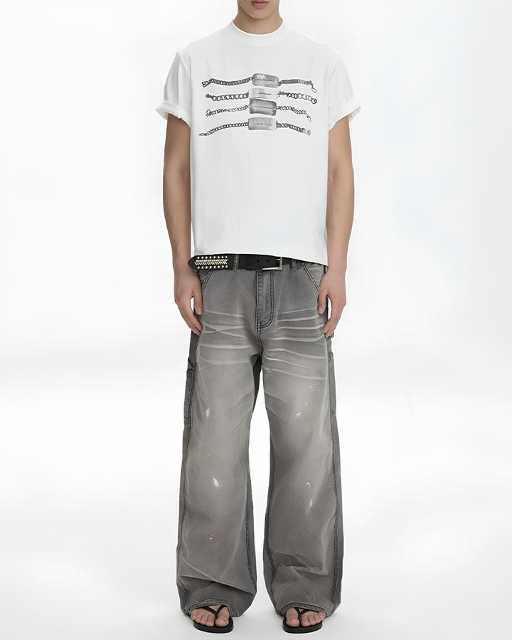 チェーンブレスレットグラフィックTシャツ Ril 6137