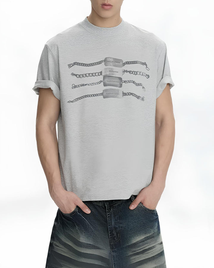 チェーンブレスレットグラフィックTシャツ Ril 6137