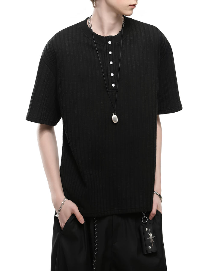 ヘンリーネックニットTシャツ Ril 6149