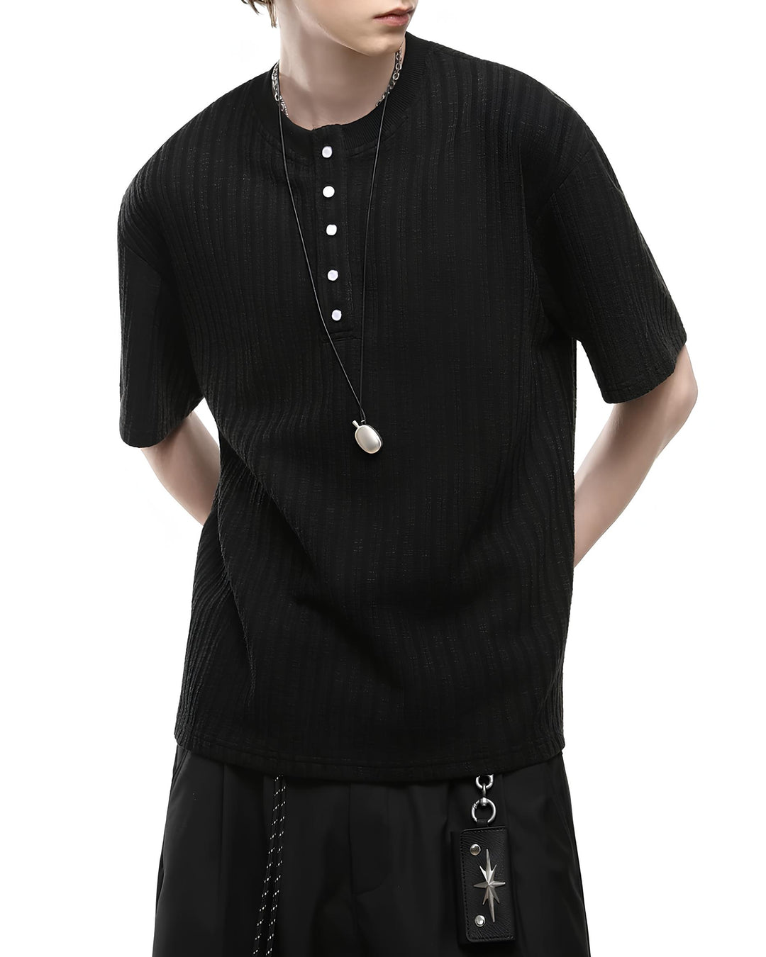 ヘンリーネックニットTシャツ Ril 6149